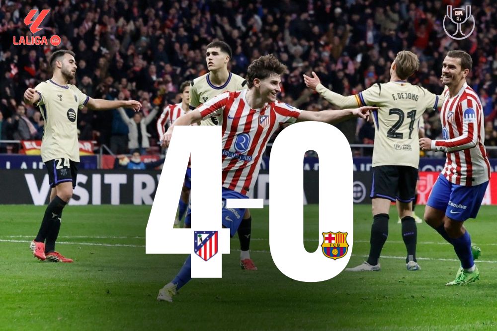Atletico Madrid Gempur Barcelona 4-0 di Leg Pertama Semifinal Copa del Rey